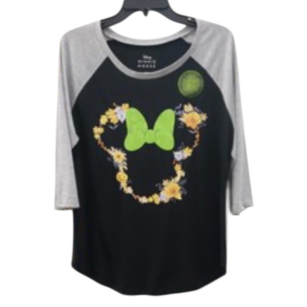 Women's SZ SMALL Disney Minnie Mouse GLOW IN THE DARK Raglan Shirt
NWT